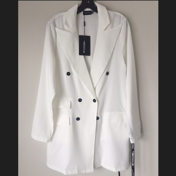 white blazer dress plt